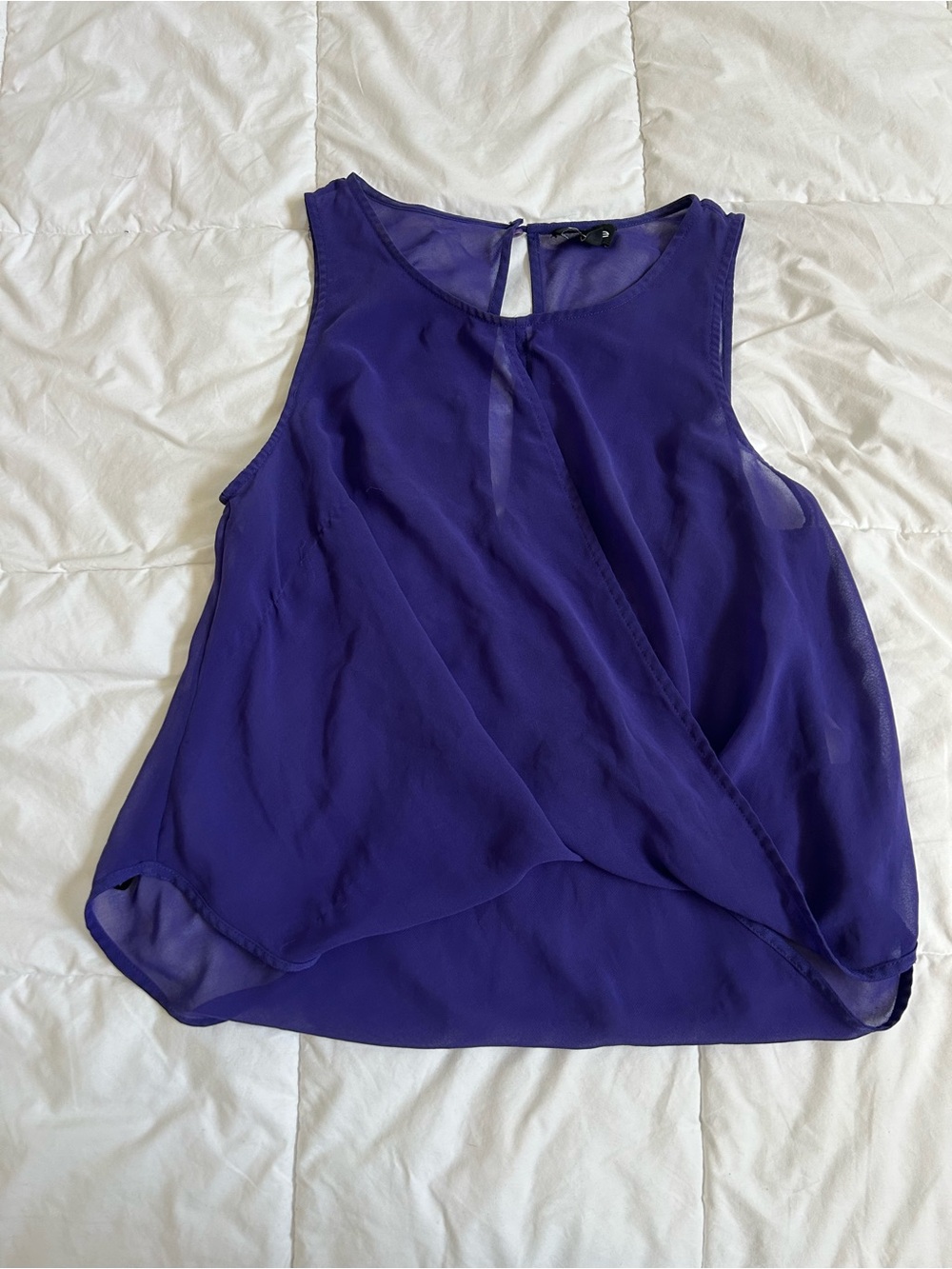 bebe Purple Sleeveless Sheer Top